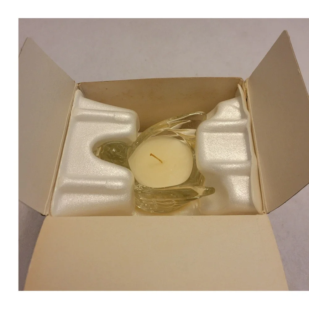VTG Avon Candle Holder Dove In Flight Meadow Morn 1970s Collectible Glass w/ Box